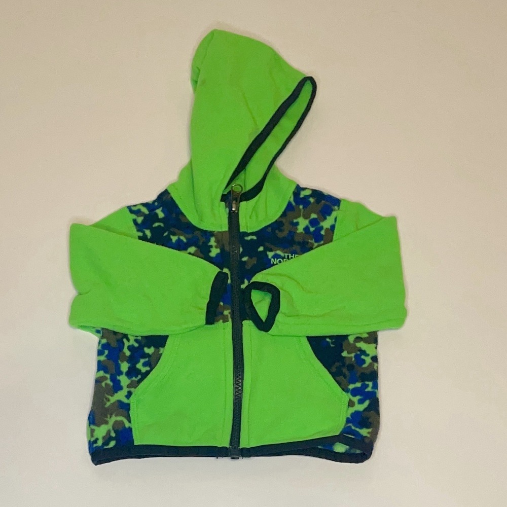 The North Face Infant 3-6M Fleece Hoodie Jacket Green Camo Full‎ Zip Baby